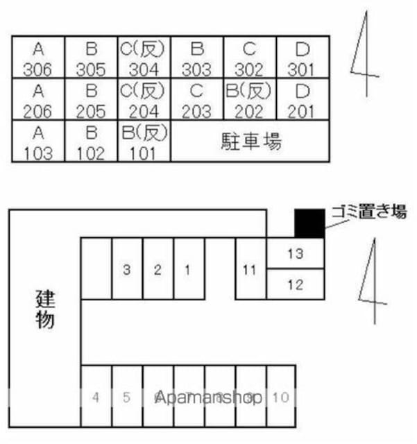 香川県高松市郷東町[1K/27.9m2]の配置図