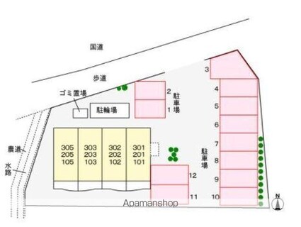 フルール・Ｍ[1K/25.5m2]の配置図