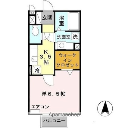 リーフ　グリーン[1K/26.71m2]の間取図
