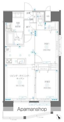 アルファレジデンシア南千住[2LDK/61.12m2]の間取図
