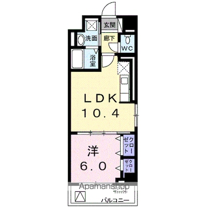 ブルーレジデンス・ケイ[1LDK/40.2m2]の間取図