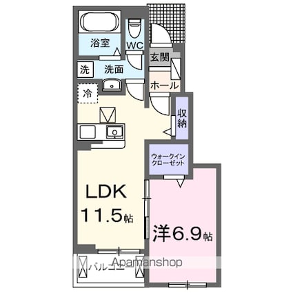 シャーロットタウンⅦ[1LDK/44.2m2]の間取図
