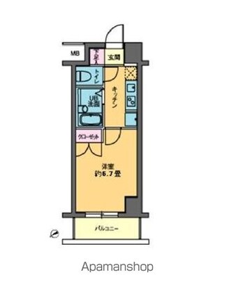 カスタリア要町[1K/22.3m2]の間取図