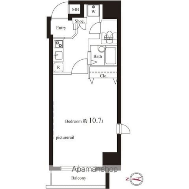 ヴェルト西大島グラーセ[1K/30.89m2]の間取図