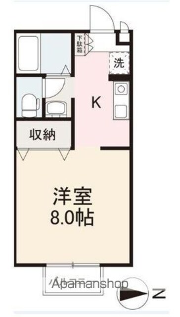 香川県高松市太田下町[1K/26.71m2]の間取図