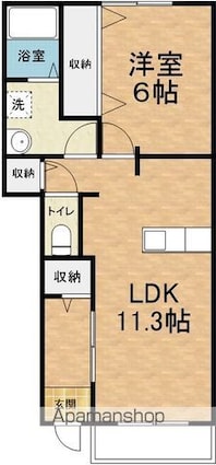 パレスモモセ[1LDK/44.18m2]の間取図