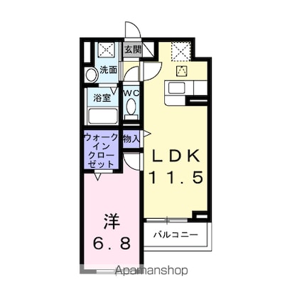 アンソレイユ[1LDK/43.57m2]の間取図