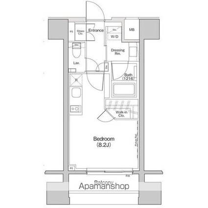 ザ・パークハビオ荏原中延プレイス[1R/25.16m2]の間取図