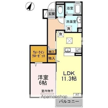 ボヌール[1LDK/46.57m2]の間取図