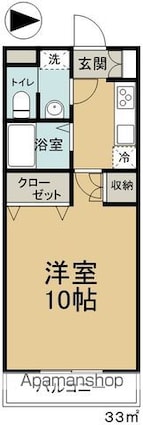 長野県松本市大字島内[1K/33m2]の間取図