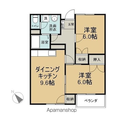 メープルタウンＡ棟[2DK/58.79m2]の間取図