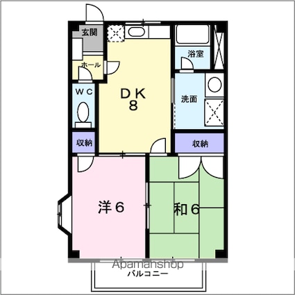 トレジャー２号館[2DK/44.71m2]の間取図