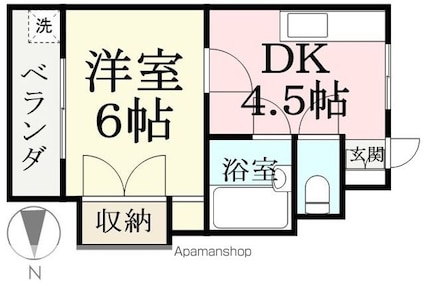 Ｕコーポ豊岡[1DK/22.7m2]の間取図