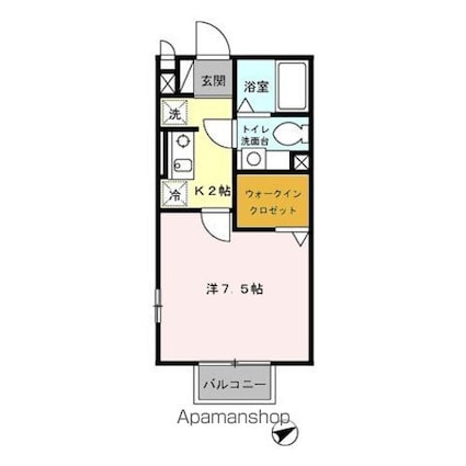 光ハイム[1K/26.7m2]の間取図