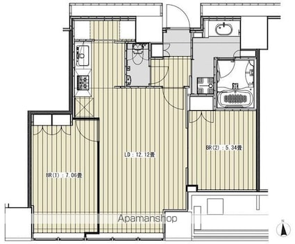 Ｗｈｉｔｅ　Ｔｏｗｅｒ　Ｈａｍａｍａｔｓｕｃｈｏ[2LDK/62.53m2]の間取図