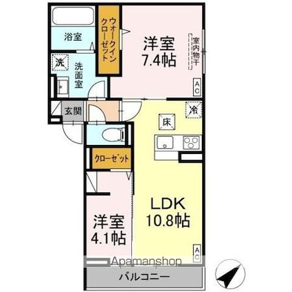 ＤーｒｏｏｍＣＶＩＩＩ[2LDK/52.57m2]の間取図