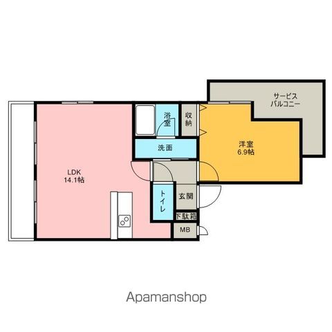 赤いマンション北大前の間取り写真