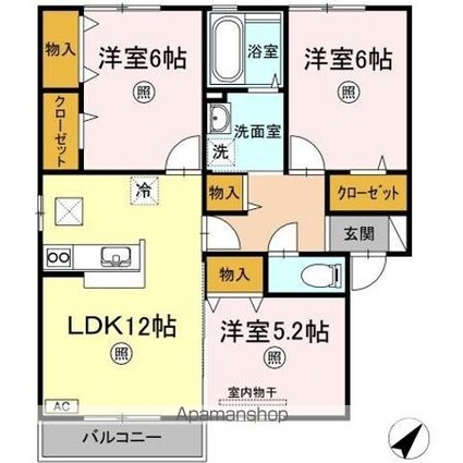 プランク・ラヴィーン　Ａ棟[3LDK/70.43m2]の間取図