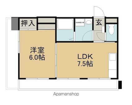 ルミウス黄金[1LDK/38.6m2]の間取図