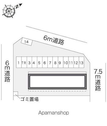 レオパレスカーサ[1K/23.18m2]の配置図