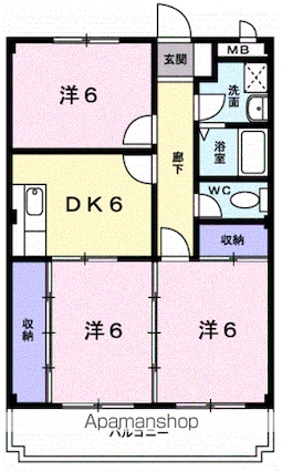 グレース吉田[3DK/55.84m2]の間取図