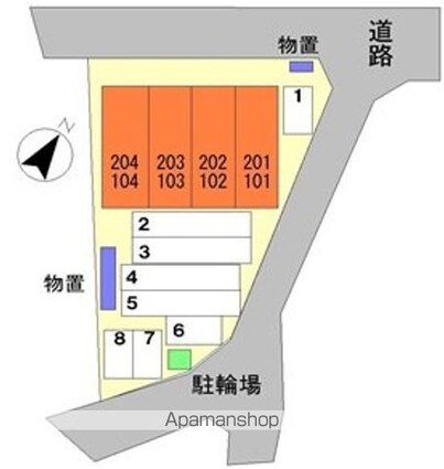 長野県長野市大字大豆島[1LDK/42.71m2]の配置図