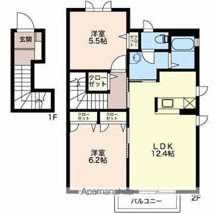 ビューラーはるか[2LDK/61.6m2]の間取図