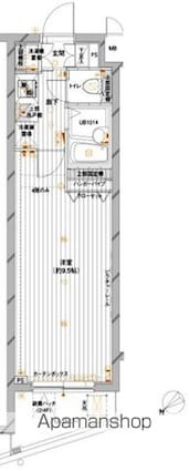 メインステージ赤塚[1K/24.92m2]の間取図
