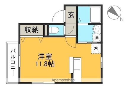 フルーレ[1R/30.44m2]の間取図