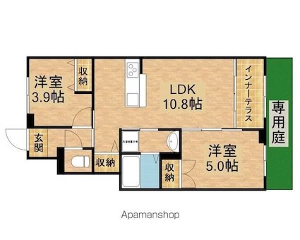 シャトリエ[2LDK/50.04m2]の間取図