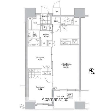 コンフォリア渋谷ＷＥＳＴ[2LDK/55.47m2]の間取図