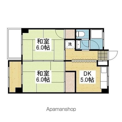 第１８みのりハイツ福音寺[2K/42.2m2]の間取図