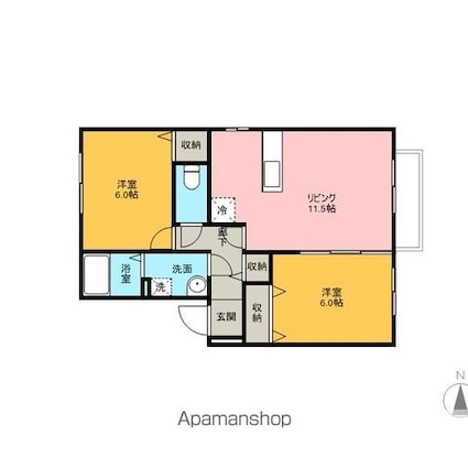 ヴァンベール[2LDK/53.7m2]の間取図