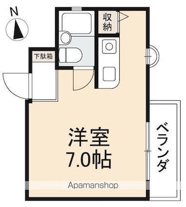 香川県高松市本町[1R/18.9m2]の間取図