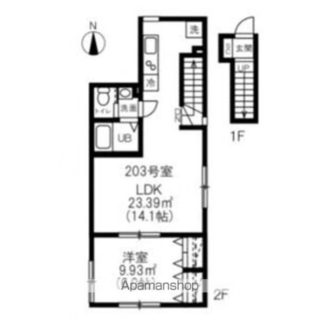 カノア狛江[1LDK/45.95m2]の間取図