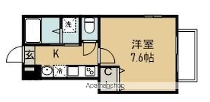 ＷａｌｋｅｒＨｉｌｌ東照宮[1K/23.96m2]の間取図