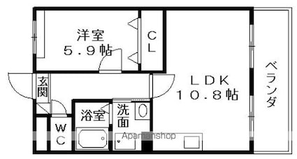 滋賀県大津市野郷原１丁目[1LDK/42.13m2]の間取図