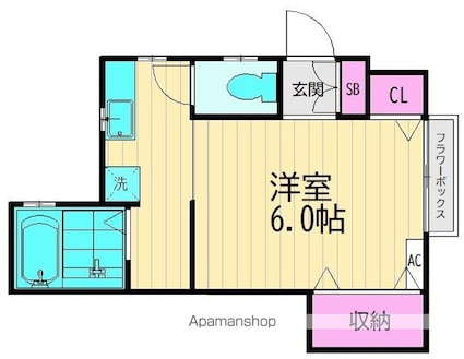 パルコート[1K/23.51m2]の間取図