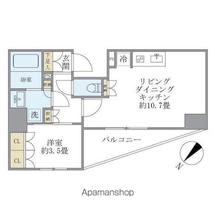 ジオエント駒込[1LDK/36.86m2]の間取図