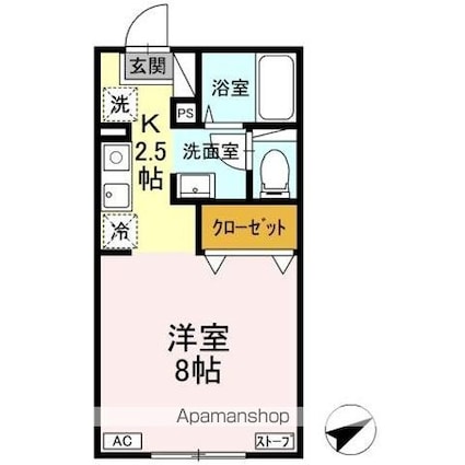 ルグラン篠田[1K/26.71m2]の間取図