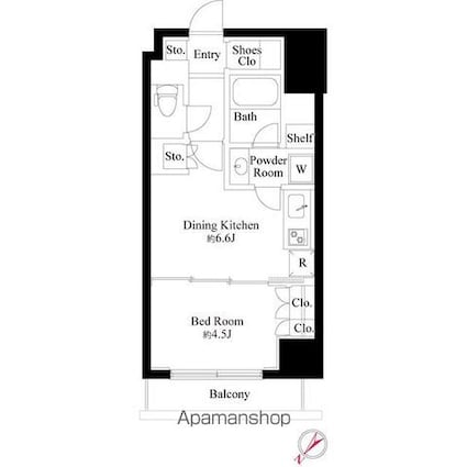 グランスイート銀座レスティモナーク[1DK/32.85m2]の間取図