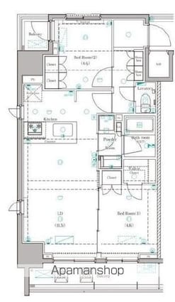 東京都北区志茂２丁目[2LDK/55.88m2]の間取図
