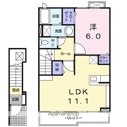 ラッフィナート・Ｍ　Ｂ[1LDK/46.09m2]の間取図