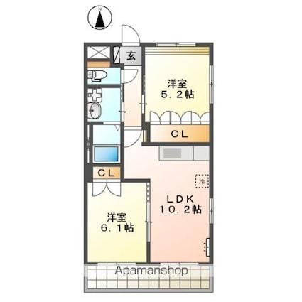 アゼリア　マンション[2LDK/51.3m2]の間取図