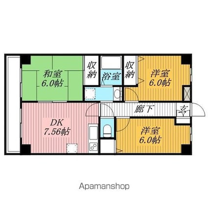 エステート秀[3DK/56.84m2]の間取図