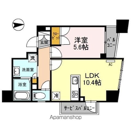 東京都中野区中野５丁目[1LDK/40.12m2]の間取図