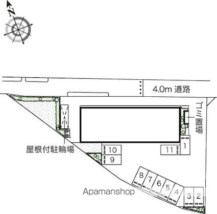 レオパレスグレイシャス[1K/23.61m2]の配置図