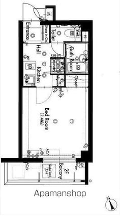 グラントゥルース中野江原町[1K/22.78m2]の間取図