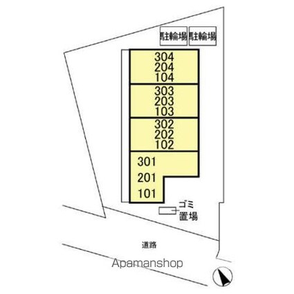 番匠参番館[1K/26.71m2]の配置図