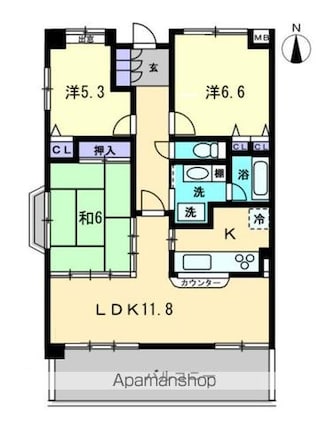 香川県高松市太田上町[3LDK/71.91m2]の間取図
